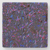 壁のピンクとブルーのテクスチャのように見える ストーンコースター (正面)