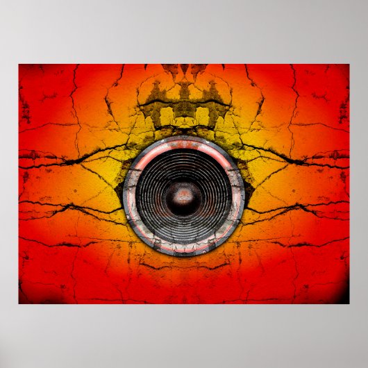 壁のポスターに音楽のスピーカーを貼る ポスター (正面)