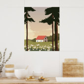 壁のポスター森林風景、森の中の家 ポスター (キッチン)