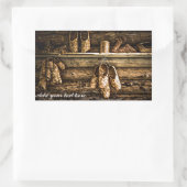 壁の上に靴を履く 長方形シール (バッグ)