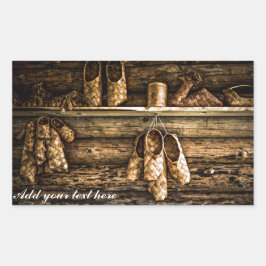 壁の上に靴を履く 長方形シール