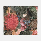 壁の壁画。花と植物 フリースブランケット (正面(横))
