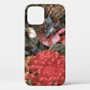 壁の壁画。花と植物 iPhone 12ケース
