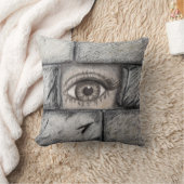 「壁の後ろから見る」 クッション (ブランケット)