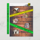 壁の後ろに閉じ込められたハロウィーン用注意テープ ポストカード (正面/裏面)