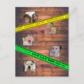 壁の後ろに閉じ込められたハロウィーン用注意テープ ポストカード (正面)