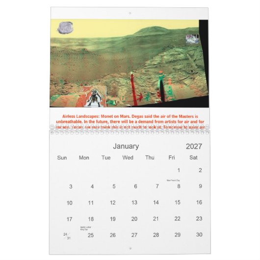 壁の日曜日、壁の日曜日、のひび… カレンダー (1月 2027)