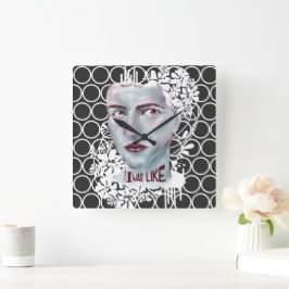 壁の時計の正方形の私は丸のようだった スクエア壁時計