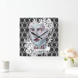 壁の時計の正方形の私は丸のようだった スクエア壁時計