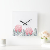 壁の時計魅力的、繊細な花。 スクエア壁時計 (ホーム)