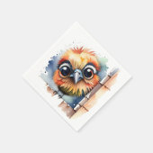 壁の水色の鳥 スタンダードカクテルナプキン (角)