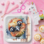 壁の水色の鳥 ペーパープレート (パーティー)