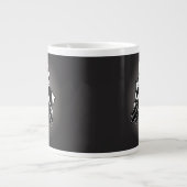 壁の穴から顔を出すかわいいエイリアン ジャンボコーヒーマグカップ (正面)