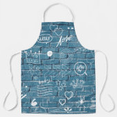 壁の美しい落書き緑の書道 エプロン (正面)