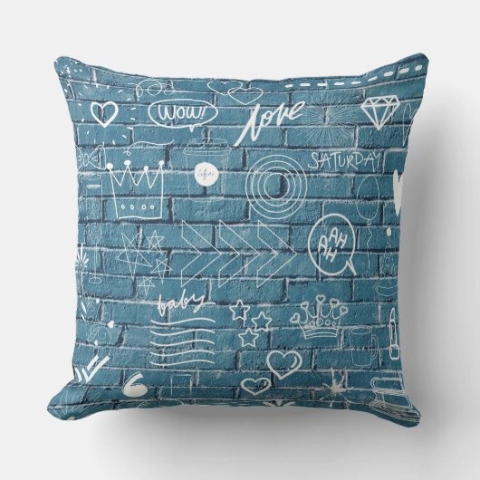 壁の美しい落書き緑の書道 クッション (正面)