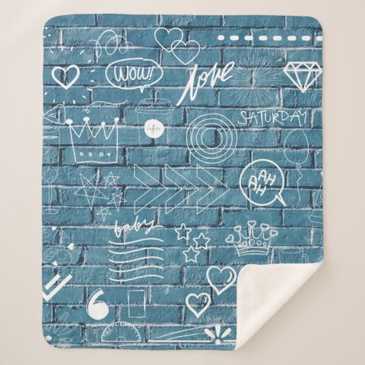 壁の美しい落書き緑の書道 シェルパブランケット (正面)