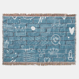 壁の美しい落書き緑の書道 スローブランケット