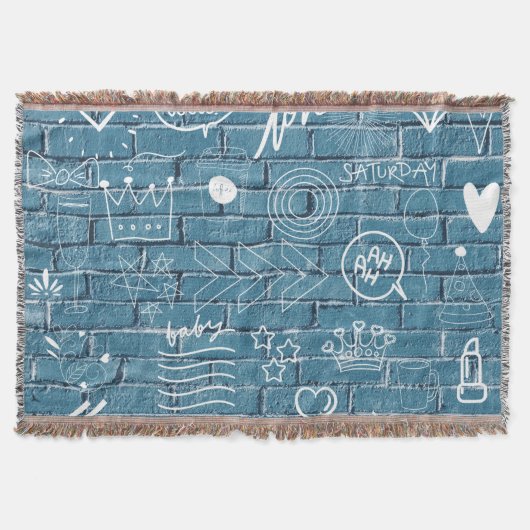 壁の美しい落書き緑の書道 スローブランケット (正面)