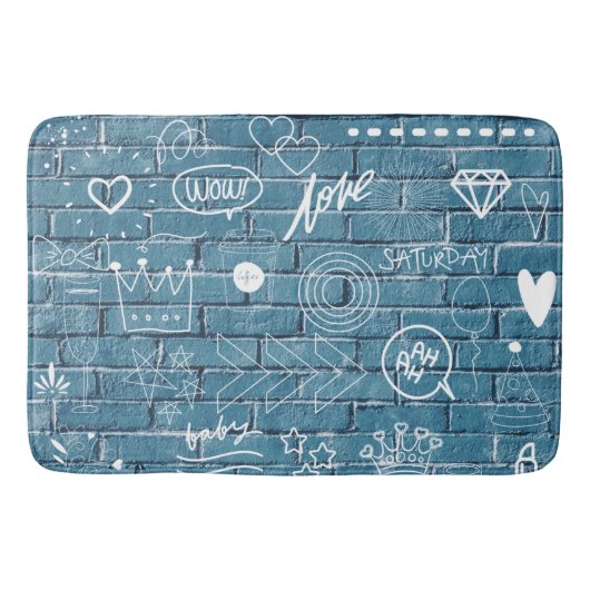 壁の美しい落書き緑の書道 バスマット (正面)