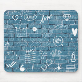 壁の美しい落書き緑の書道 マウスパッド