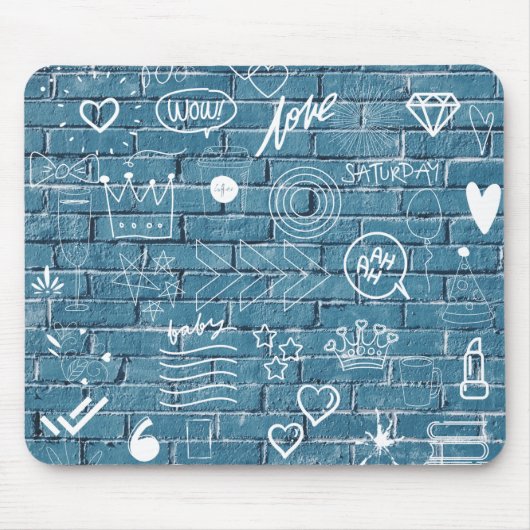 壁の美しい落書き緑の書道 マウスパッド (正面)