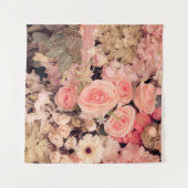 壁の花のレトロなテクスチャ - ヴィンテージエフェクトフィルター タペストリー (正面(横))