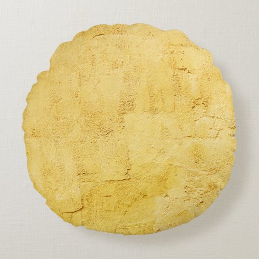 壁の薄い黄色の抽象芸術質感の漆喰 ラウンドクッション (正面)