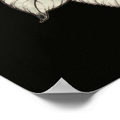 壁の黒い背景に薄い白いキノコ ポスター (角)