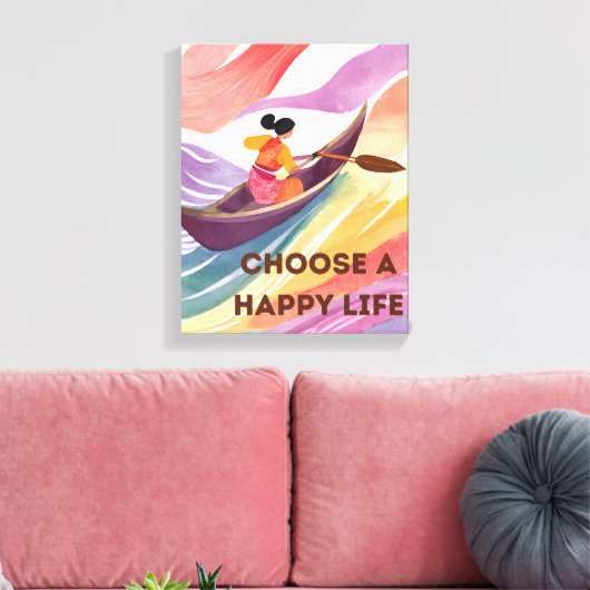 壁やる気を起こさせるアート – 幸せな生活を選ぶ キャンバスプリント (インサイチュ (リビング))