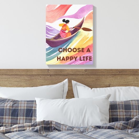 壁やる気を起こさせるアート – 幸せな生活を選ぶ キャンバスプリント (インサイチュ (寝室))