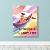壁やる気を起こさせるアート – 幸せな生活を選ぶ キャンバスプリント (インサイチュ (ウッドフロア))