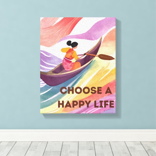 壁やる気を起こさせるアート – 幸せな生活を選ぶ キャンバスプリント (インサイチュ (ウッドフロア))