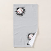 壁をパーソナライズされた突破する野球ボール バスタオルセット (ハンドタオル)