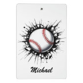 壁をパーソナライズされた突破する野球ボール ミニクリップボード (裏面)