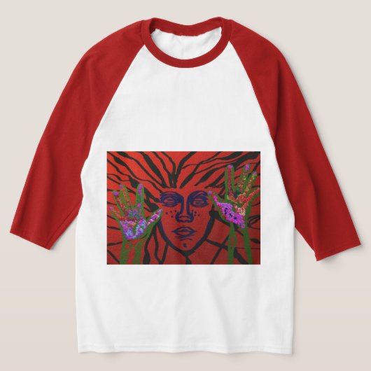 壁を突き破る女性 Tシャツ (レイダウン)