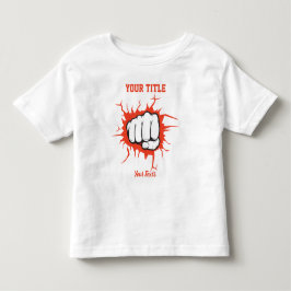 壁を突き破る握りこぶしイラスト トドラーTシャツ