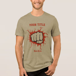 壁を突き破る握りこぶしイラスト トライブレンドTシャツ