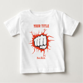 壁を突き破る握りこぶしイラスト ベビーTシャツ