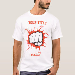 壁を突き破る握りこぶしイラスト Tシャツ