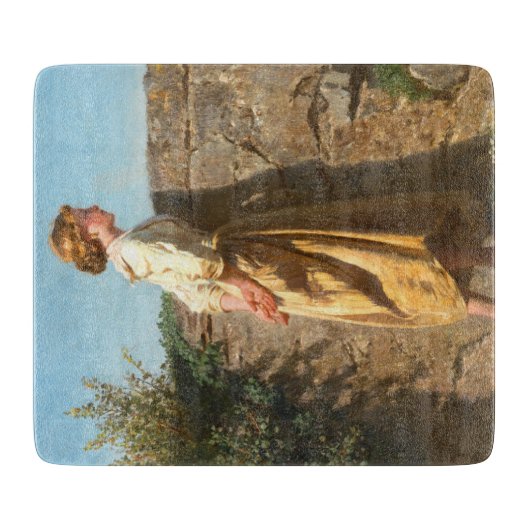 壁を見下ろす美しい女性(ヴィンテージ) カッティングボード (正面)