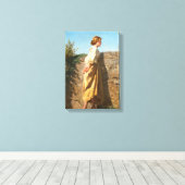 壁を見下ろす美しい女性(ヴィンテージ) キャンバスプリント (インサイチュ (ウッドフロア))