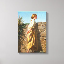 壁を見下ろす美しい女性(ヴィンテージ) キャンバスプリント