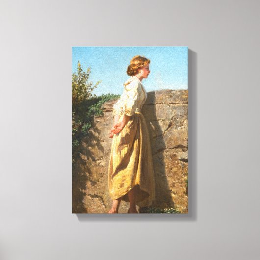 壁を見下ろす美しい女性(ヴィンテージ) キャンバスプリント (正面)