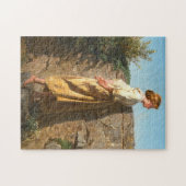 壁を見下ろす美しい女性(ヴィンテージ) ジグソーパズル (横)