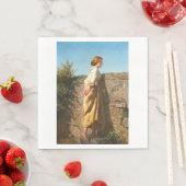 壁を見下ろす美しい女性(ヴィンテージ) スタンダードランチョンナプキン (インサイチュ)