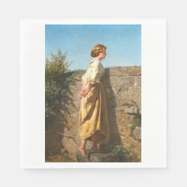 壁を見下ろす美しい女性(ヴィンテージ) スタンダードランチョンナプキン