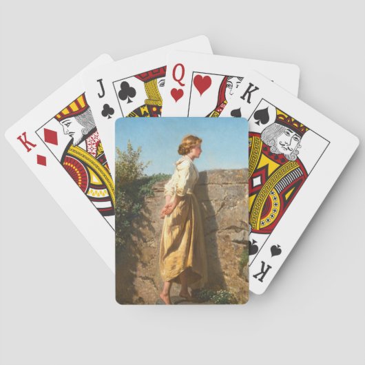 壁を見下ろす美しい女性(ヴィンテージ) トランプ (裏面)