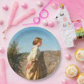 壁を見下ろす美しい女性(ヴィンテージ) ペーパープレート (パーティー)