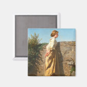 壁を見下ろす美しい女性(ヴィンテージ) マグネット (正面/裏面)