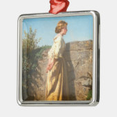 壁を見下ろす美しい女性(ヴィンテージ) メタルオーナメント (左)